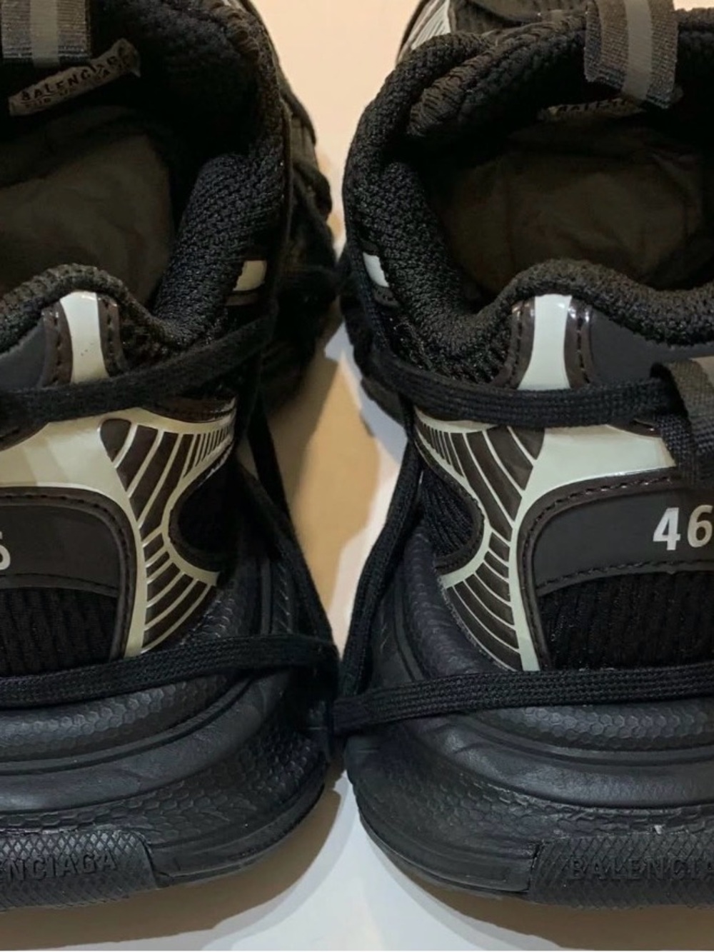 Balenciaga Black & White Trail Lace-Up Runner Sneakers - Picture 6 of 11